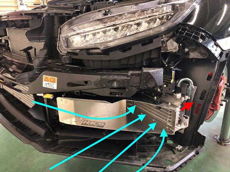 HKS 15004-AH104 Oil Cooler Kit - Installed Angle
