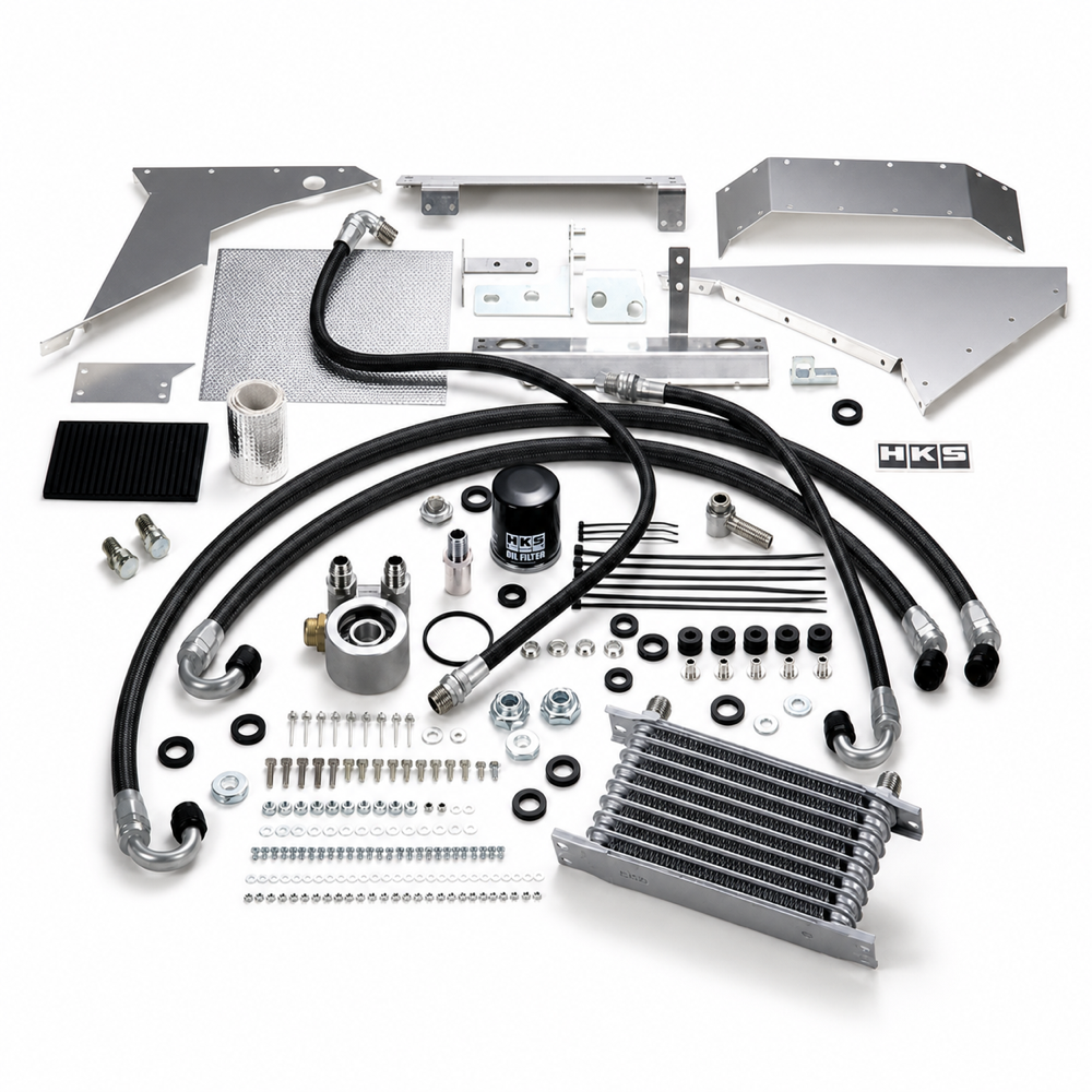 HKS 15004-AH104 Oil Cooler Kit - Installed Angle