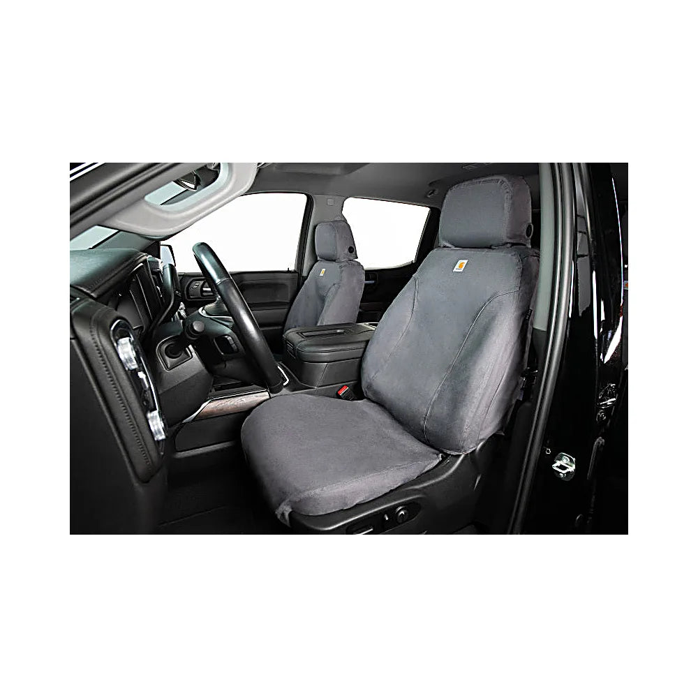 Covercraft Carhartt SeatSaver gravel seat cover installed on 2024-2025 Toyota Tacoma driver seat