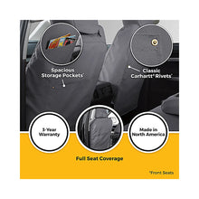 Load image into Gallery viewer, Covercraft Carhartt SeatSaver gravel seat cover Rain Defender water-repellent feature overview