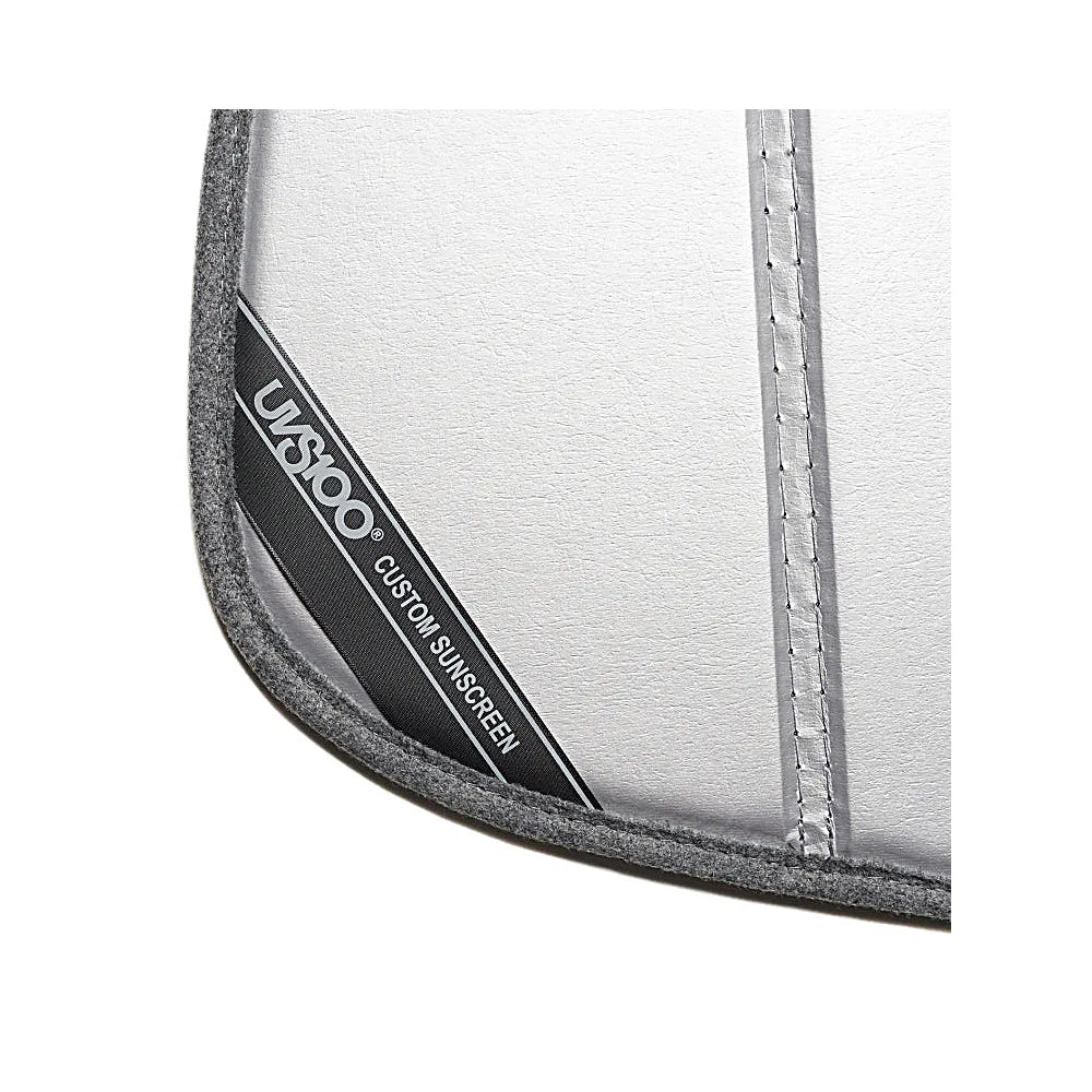 Covercraft UVS100 Tundra sunscreen edge stitching and licensed logo tag detail