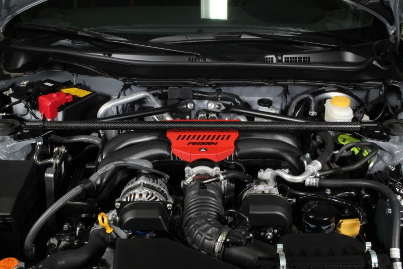 Perrin 2013+ BRZ/FR-S/86/GR86 Front Strut Brace - Carbon Fiber (Req. Removal of OEM Engine Cover) - Black Ops Auto Works