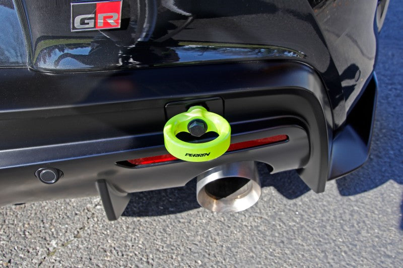 Perrin 2020 Toyota Supra Tow Hook Kit (Rear) - Neon Yellow - Black Ops Auto Works
