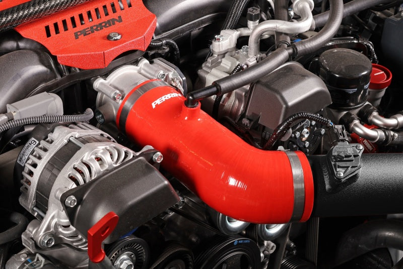 Perrin 22-23 Subaru BRZ/Toyota GR86 Silicone Inlet Hose (3in. ID / SS Wire) - Red-Hoses-Perrin Performance-PSP-INT-432RD-