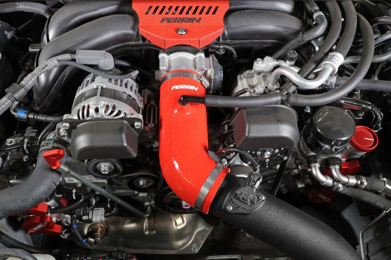 Perrin 22-23 Subaru BRZ/Toyota GR86 Silicone Inlet Hose (3in. ID / SS Wire) - Red-Hoses-Perrin Performance-PSP-INT-432RD-