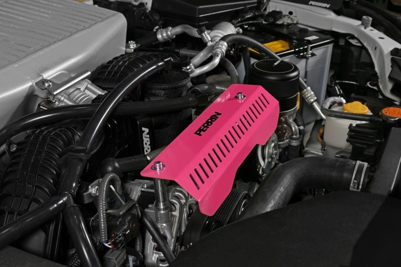 Perrin 22-23 Subaru WRX Pulley Cover (Short Version - Works w/AOS System) - Hyper Pink-Engine Covers-Perrin Performance-PSP-ENG-154HP-