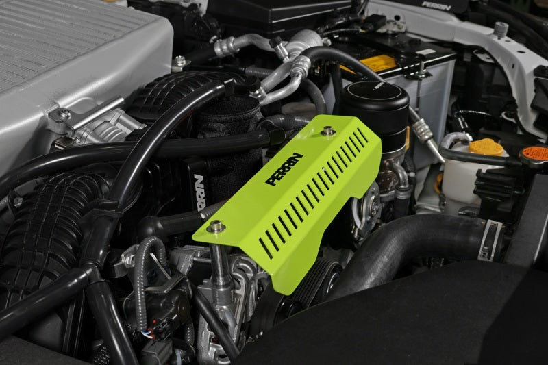Perrin 22-23 Subaru WRX Pulley Cover (Short Version - Works w/AOS System) - Neon Yellow-Engine Covers-Perrin Performance-PSP-ENG-154NY-