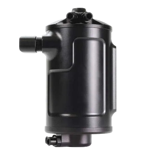 PERRIN Air Oil Separator black for 2002-2021 Subaru WRX and 2004-2021 STI angled view