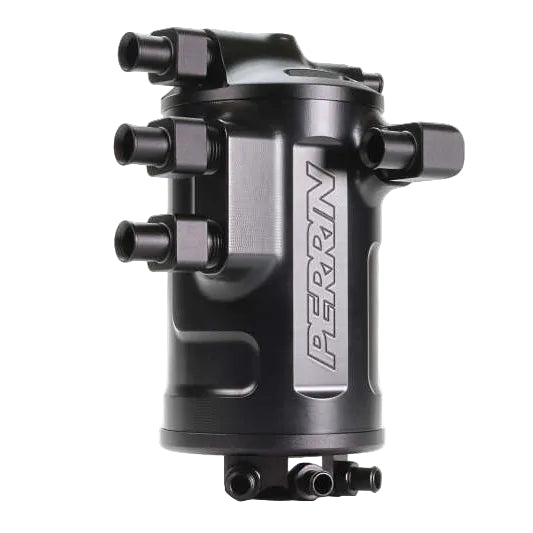 PERRIN Air Oil Separator black for 2002-2021 Subaru WRX and 2004-2021 STI front view