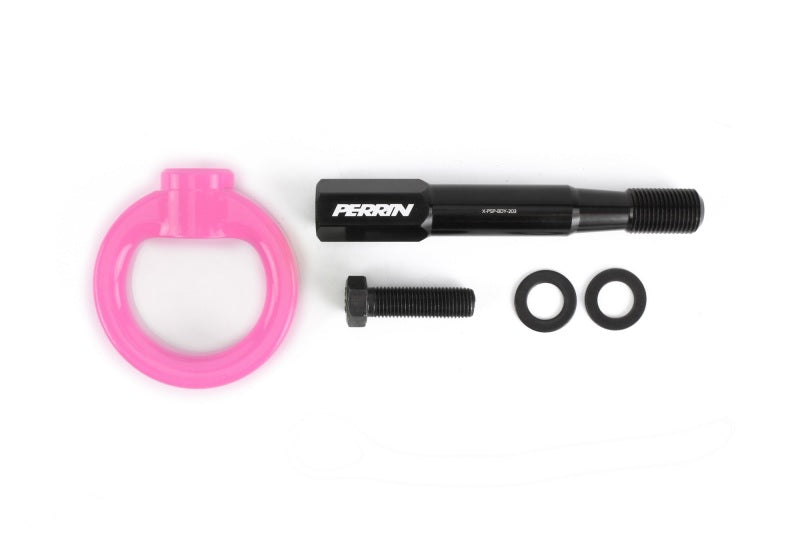 Perrin 15-17 Subaru WRX/STI Tow Hook Kit (Front) - Hyper Pink - Perrin Performance PSP-BDY-232HP