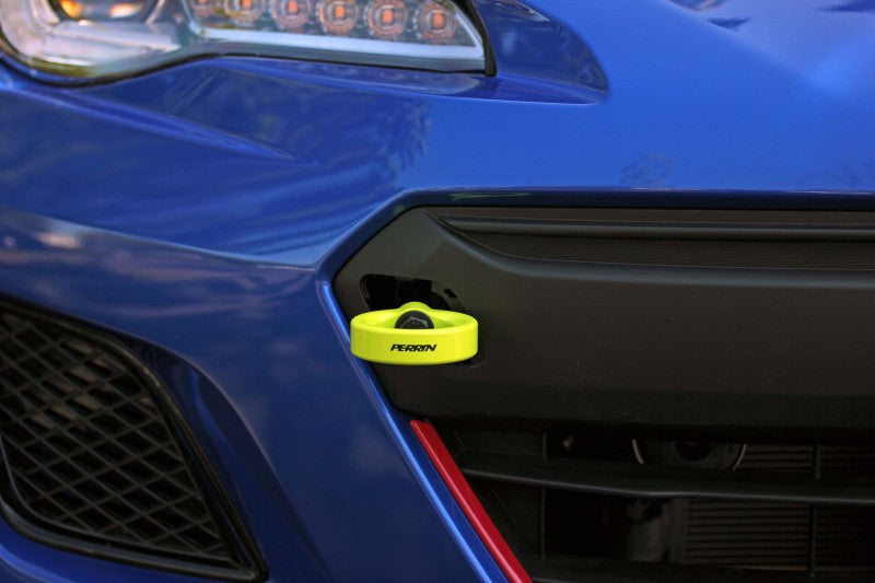 Perrin 18-21 WRX/STI / 13-20 BRZ / 17-20 Toyota 86 Front Tow Hook Kit - Neon Yellow - Perrin Performance PSP-BDY-235NY
