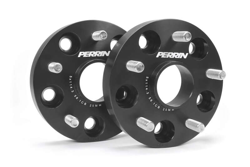 Perrin Subaru 25mm Wheel Spacers 5x114.3 BP w/56mm Hub - Black - Perrin Performance PSP-WHL-025BK