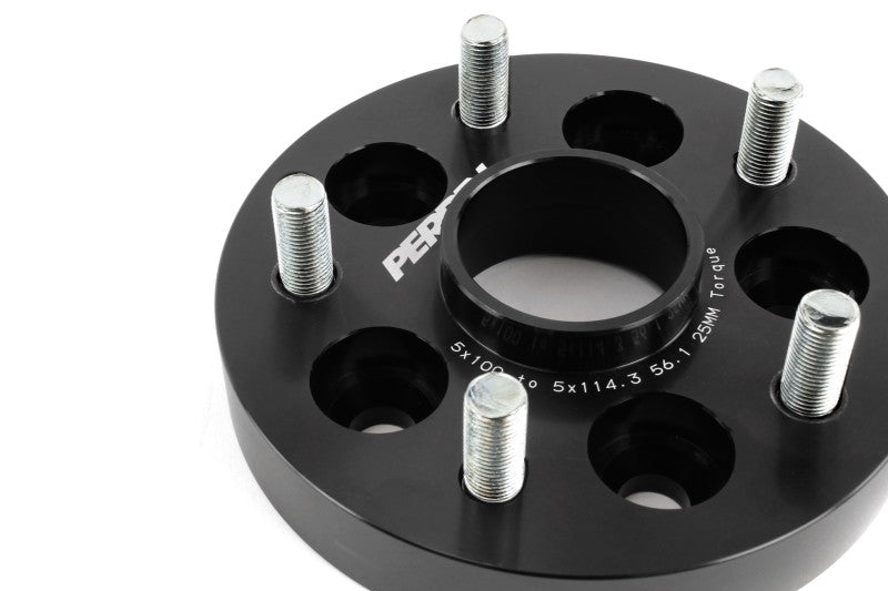 Perrin Wheel Adapter 25mm Bolt-On Type 5x100 to 5x114.3 w/ 56mm Hub (Set of 2) - Perrin Performance PSP-WHL-226BK