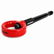Load image into Gallery viewer, Angled close-up of the PERRIN PSP-BDY-238RD red tow hook with black threaded shaft.