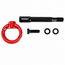 Load image into Gallery viewer, PERRIN PSP-BDY-238RD red tow hook kit with black shaft, adapter, and two O-rings.