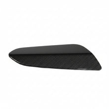 Load image into Gallery viewer, Single Porsche 991.2 GT3 RS carbon fiber spill plate seen from a low edge profile showing the tapered leading edge