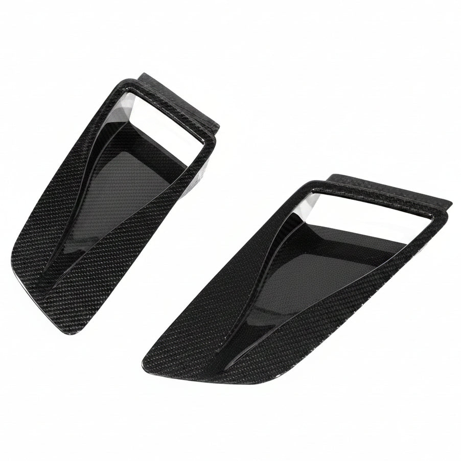 Porsche 991 GT2 RS GT3 RS carbon fiber NACA hood duct pair, rear angled view