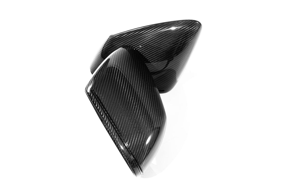 Porsche 992 911 carbon fiber mirror housing, single unit top angled view