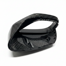 Load image into Gallery viewer, Porsche Taycan carbon fiber mirror housing, underside clip and mounting detail