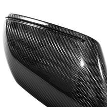 Load image into Gallery viewer, Porsche Taycan carbon fiber mirror housing, close-up of twill weave finish