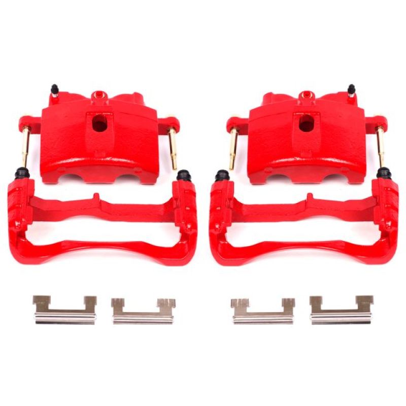 Power Stop 00-04 Cadillac DeVille Front Red Calipers w/Brackets - Pair-PowerStop-PSBS4730