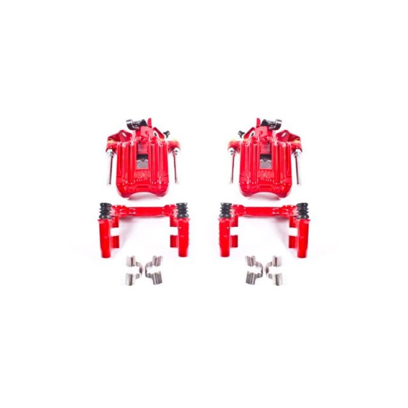 Power Stop 00-06 Audi TT Quattro (w/Non Vented Rotors Only) Rear Red Calipers w/Brackets - Pair-PowerStop-PSBS2574