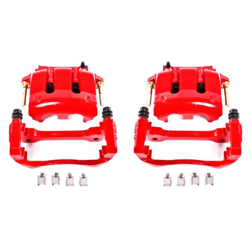 Power Stop 05-14 Ford Mustang Front Red Calipers w/Brackets - Pair-PowerStop-PSBS4928A