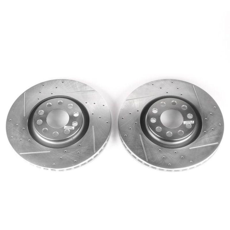 Power Stop 06-09 Audi A4 Front Evolution Drilled & Slotted Rotors - Pair-PowerStop-PSBEBR637XPR
