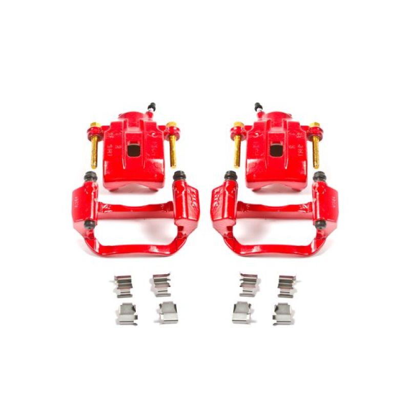 Power Stop 08-15 Toyota Sequoia Rear Red Calipers w/Brackets - Pair-PowerStop-PSBS3276