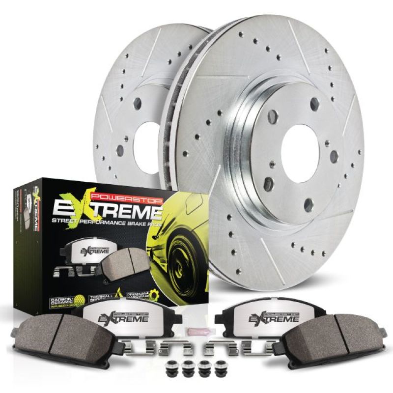 PowerStop K6166-26 Z26 Street Warrior 1-Click Brake Kit (drilled/slotted rotors + Z26 pads)