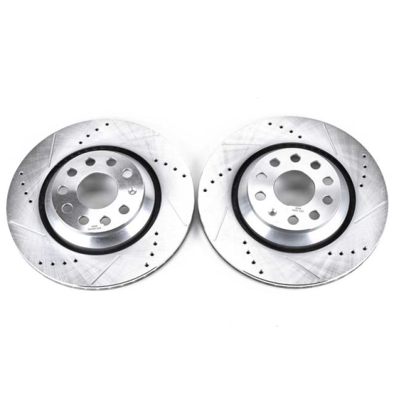 Power Stop 17-18 Audi RS3 Rear Evolution Drilled & Slotted Rotors - Pair-PowerStop-PSBEBR1070XPR