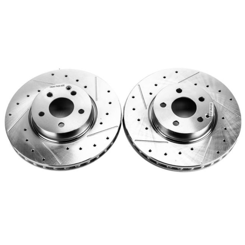 Power Stop 17-19 Audi A4 Front Evolution Drilled & Slotted Rotors - Pair-PowerStop-PSBEBR1637XPR