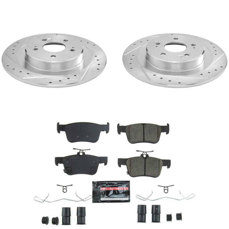 PowerStop K8774 Z23 Evolution Sport 1-Click Brake Kit (drilled/slotted rotors + Z23 pads)