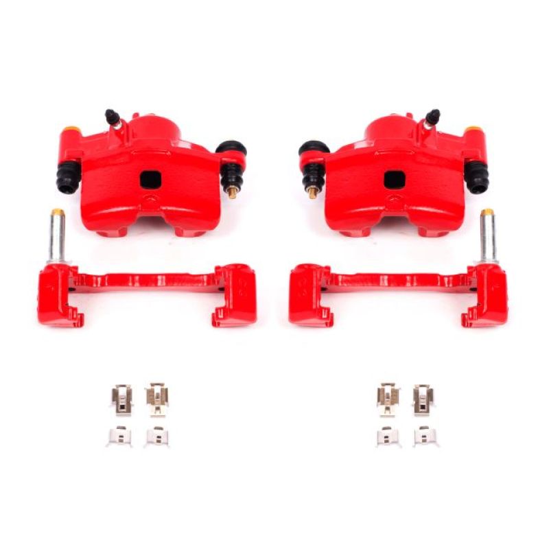 Power Stop 90-00 Honda Civic Front Red Calipers w/Brackets - Pair-PowerStop-PSBS1379