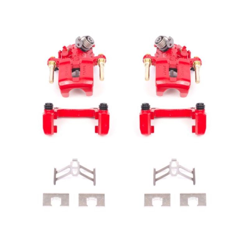 Power Stop 92-01 Honda Prelude Rear Red Calipers w/Brackets - Pair-PowerStop-PSBS1612
