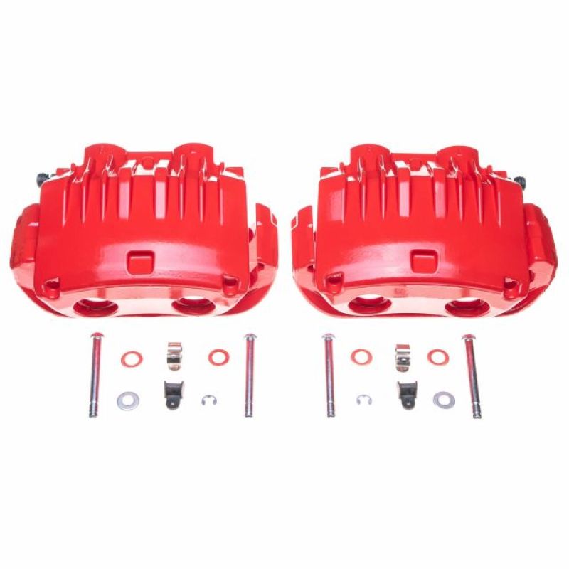 Power Stop 94-98 Ford Mustang Front Red Calipers w/Brackets - Pair-PowerStop-PSBS4654C