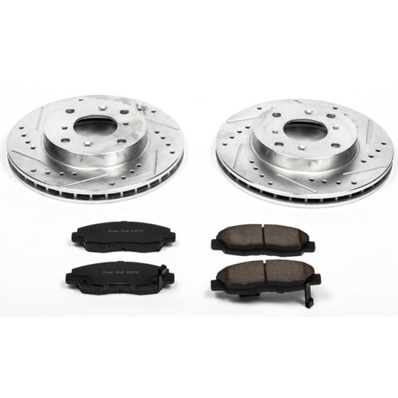PowerStop K1239 Z23 Evolution Sport 1-Click Brake Kit (drilled/slotted rotors + Z23 pads)