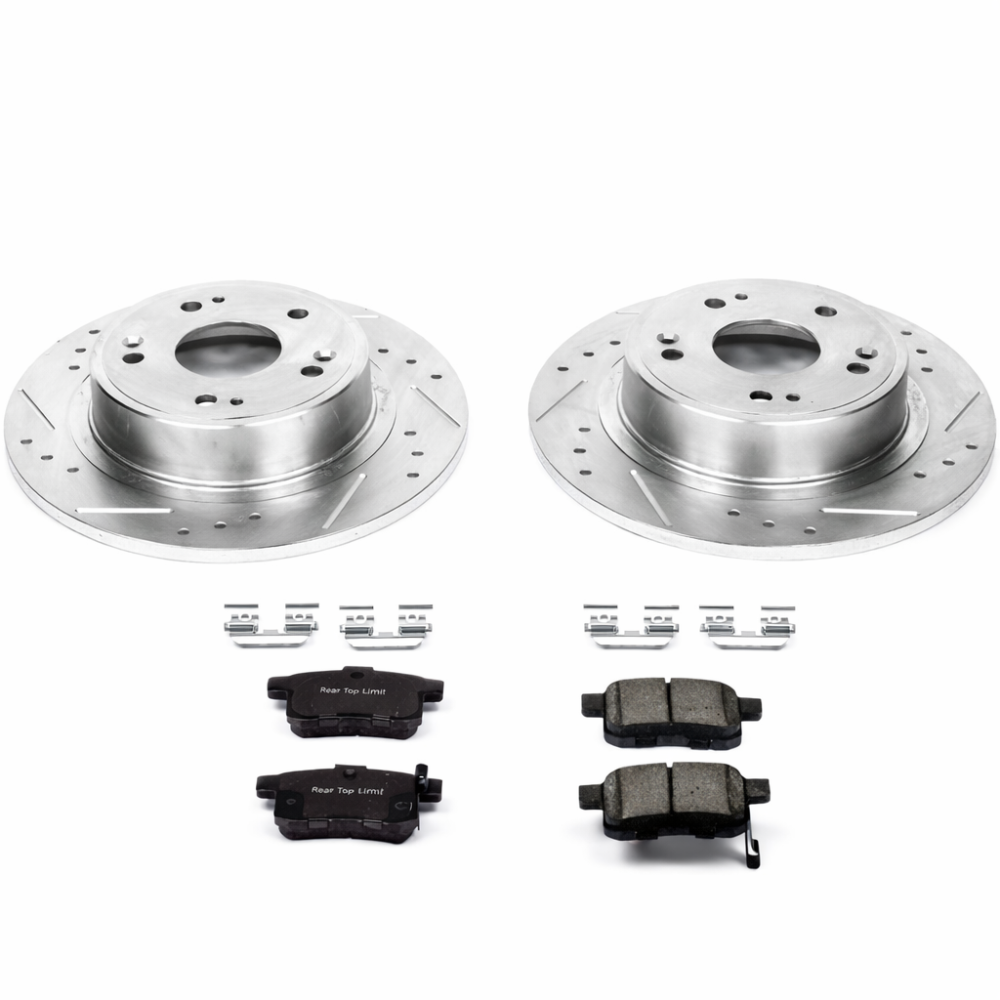 Close-up of drilled & slotted zinc plated rotor