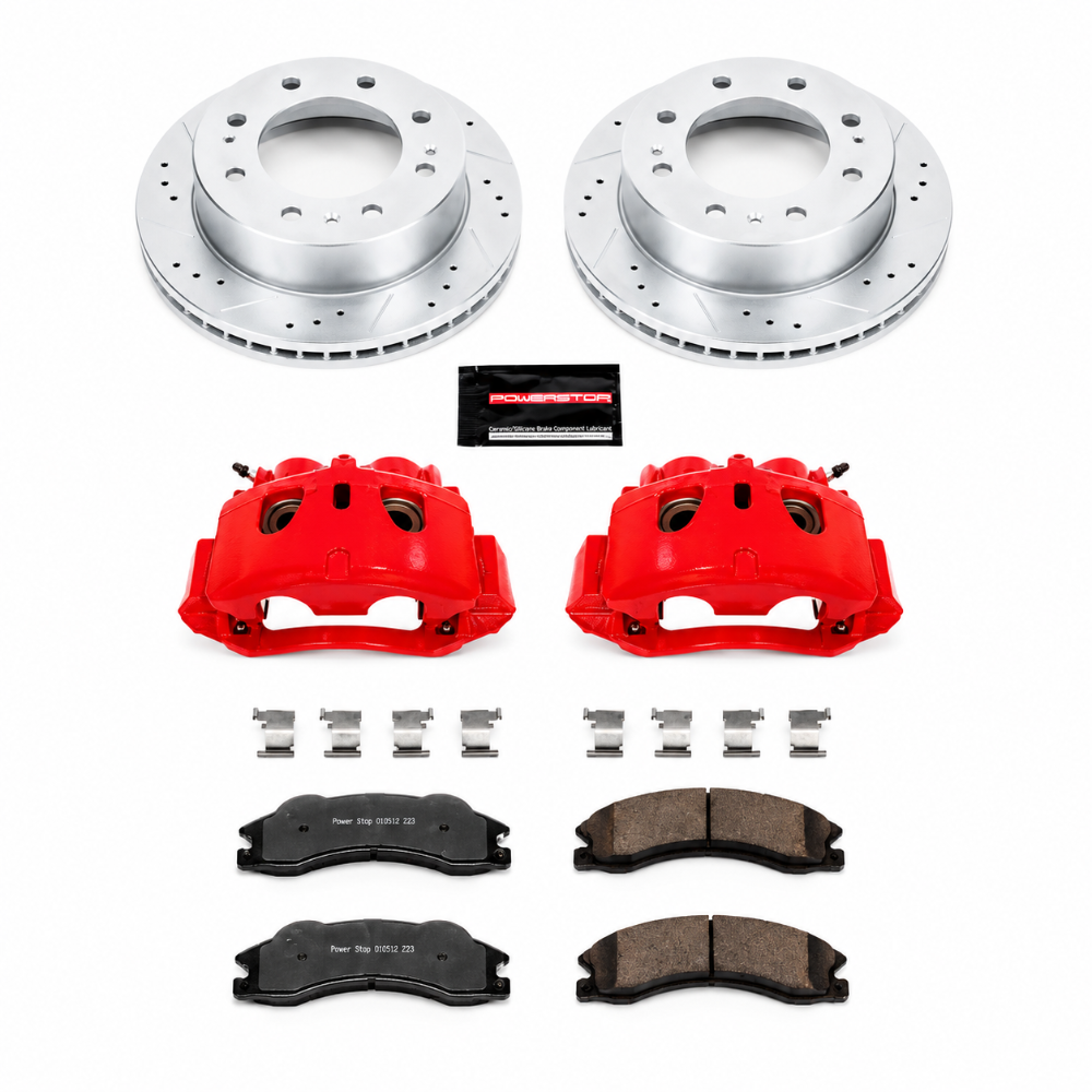 Power Stop Z36 front brake kit for 2011 Chevrolet Silverado 2500 HD with red calipers