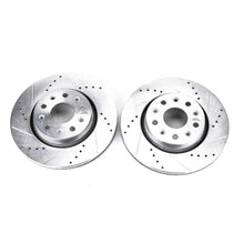 Load image into Gallery viewer, PowerStop AR8386XPR drilled and slotted rotor pair on a white background