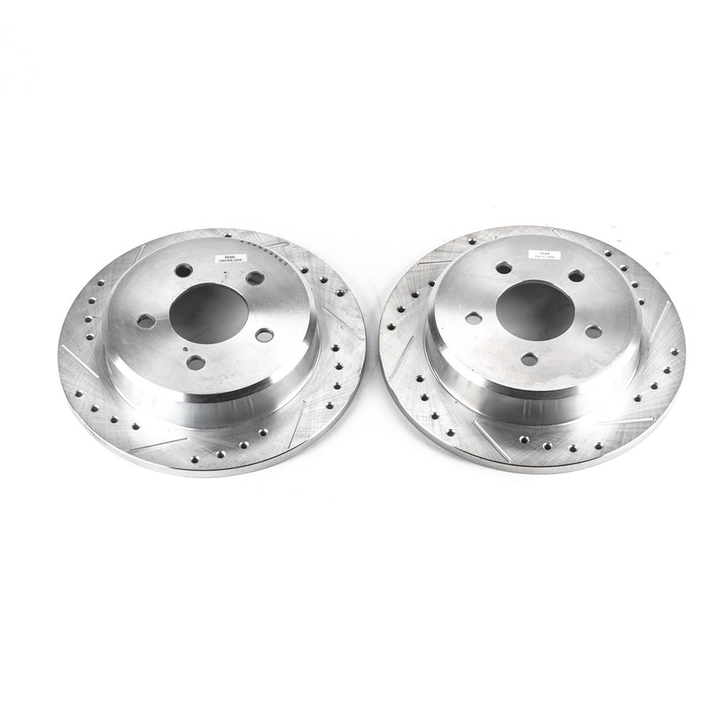 PowerStop AR8552XPR drilled and slotted rotor pair on a white background