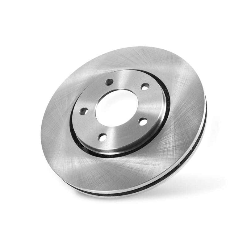 PowerStop Autospecialty OE rear brake rotor for Subaru WRX, front-facing view showing vented rotor face