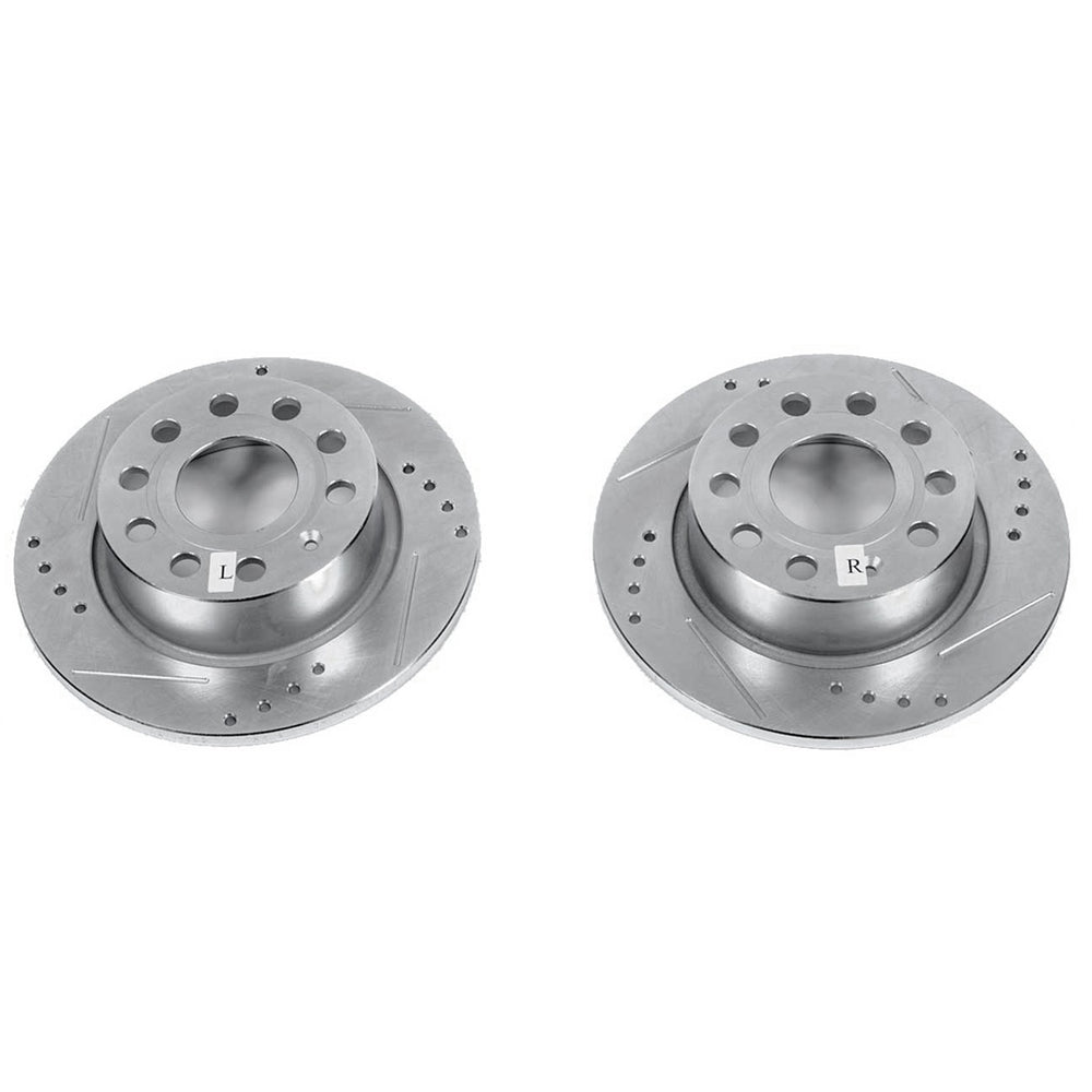 PowerStop EBR1207XPR drilled and slotted rotor pair on a white background