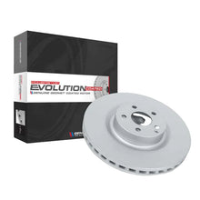 Load image into Gallery viewer, PowerStop Evolution GEOMET-coated rear brake rotor retail box next to the rotor