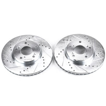 Load image into Gallery viewer, PowerStop JBR709XPR drilled and slotted rotor pair on a white background