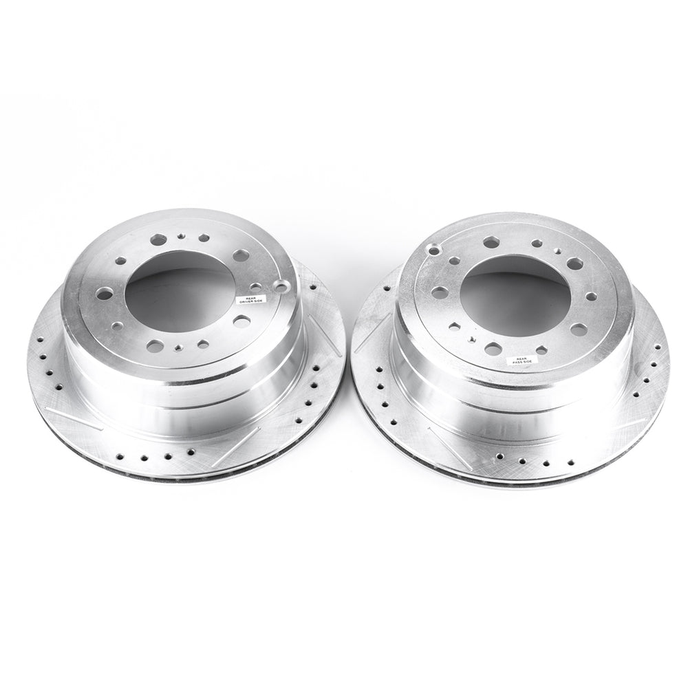 PowerStop JBR736XPR drilled and slotted rotor pair on a white background