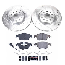 Load image into Gallery viewer, PowerStop K2963 drilled and slotted rotors and brake pads on a white background