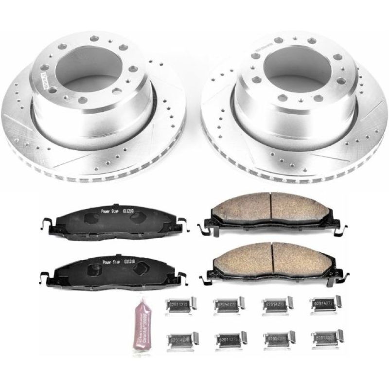 PowerStop K7131 drilled and slotted rear rotors with carbon fiber ceramic brake pads