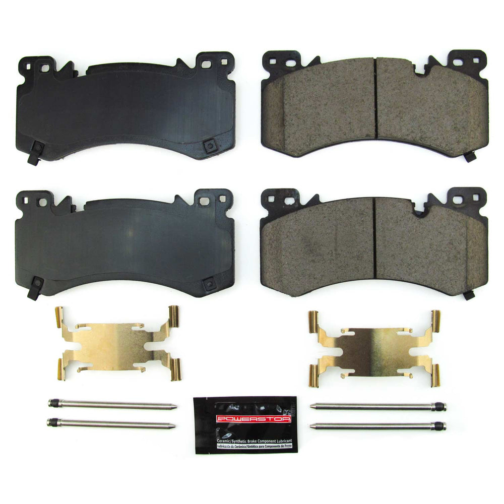 PowerStop Z23-2407 brake pads and the hardware shown on a white background