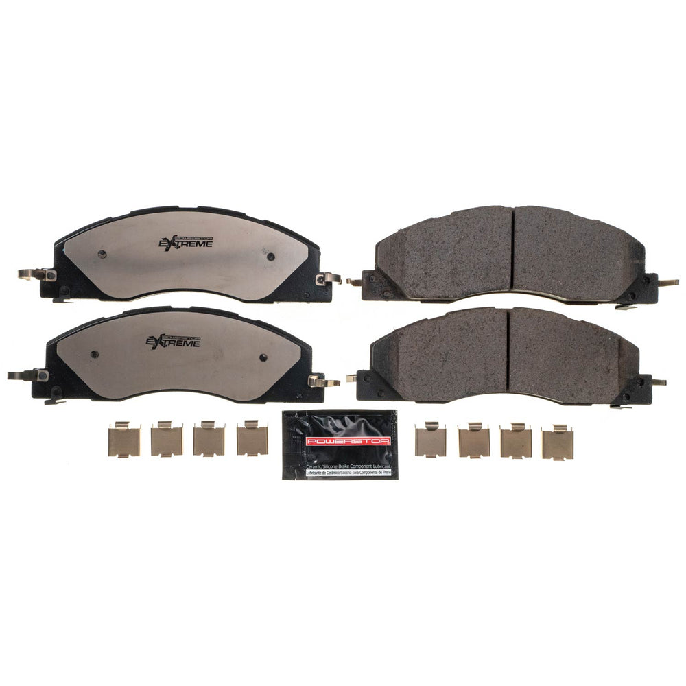PowerStop Z36-1399 brake pads and the hardware shown on a white background
